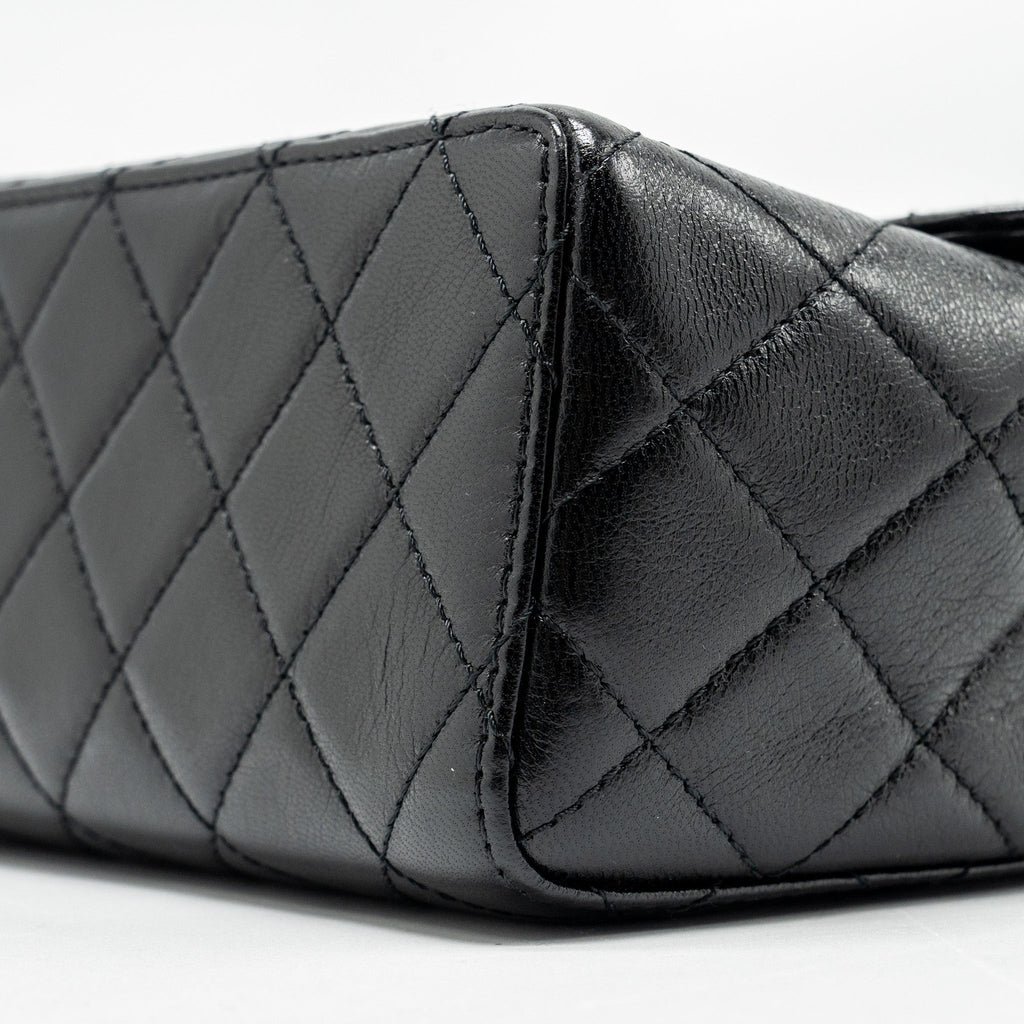 CHANEL 22K RETRO CLASSIC NEW SQUARE LARGE FLAP BAG GOATSKIN BLACK GHW (MICROCHIP)