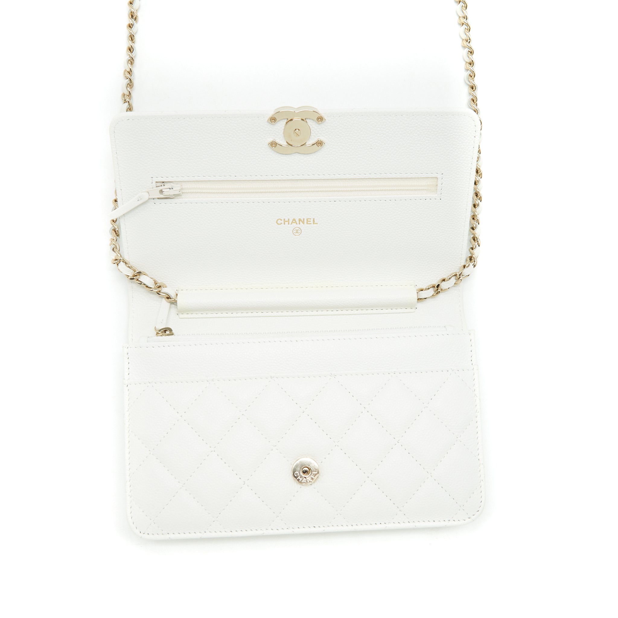 CHANEL 21C WALLET ON CHAIN LIMIT EDITION CAVIAR WHITE LGHW