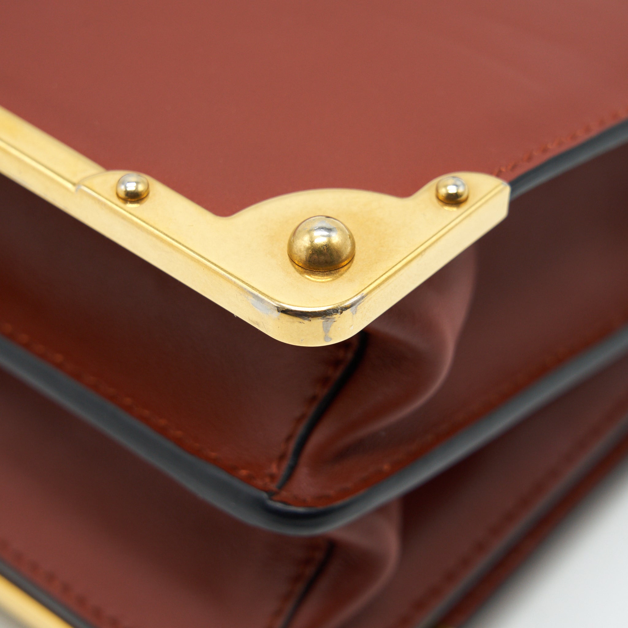 PRADA LEATHER CASHIER BAG BURGUNDY/ BLACK GHW