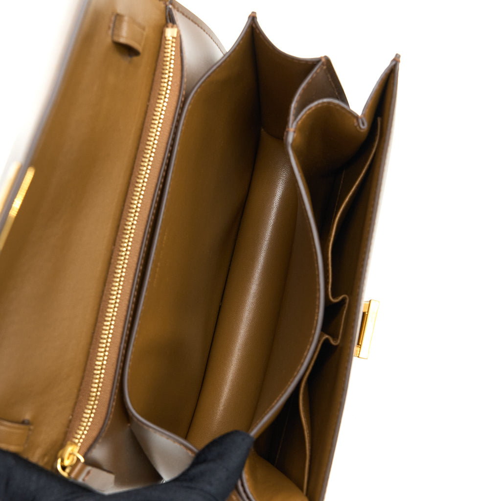 CELINE MEDIUM CLASSIC BOX BAG CALFSKIN CARAMEL BRUSHED GHW