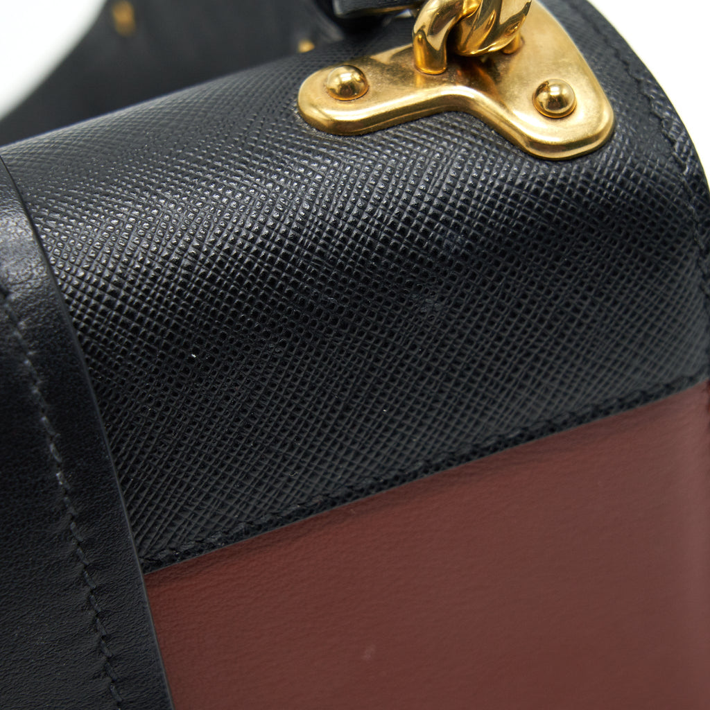 PRADA LEATHER CASHIER BAG BURGUNDY/ BLACK GHW