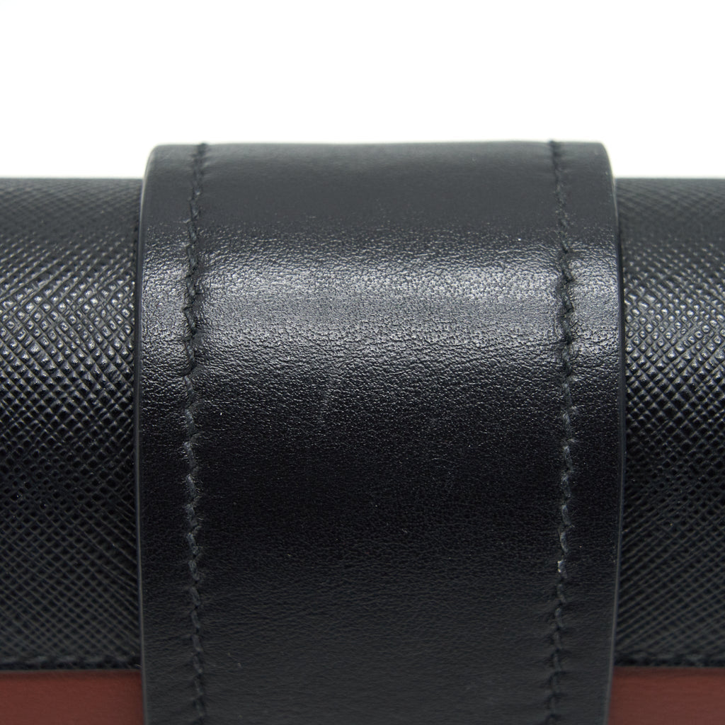 PRADA LEATHER CASHIER BAG BURGUNDY/ BLACK GHW
