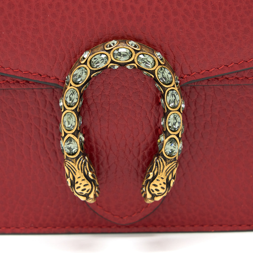 GUCCI SUPER MINI DIONYSUS CALFSKIN RED RUTHENIUM SHW