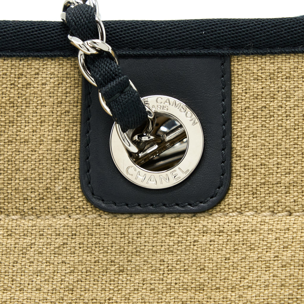 CHANEL DEAUVILLE TOTE CANVAS DARK BEIGE SHW