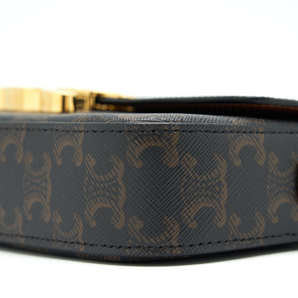 CELINE TRIOMPHE SHOULDER BAG IN TRIOMPHE CANVAS AND CALFSKIN