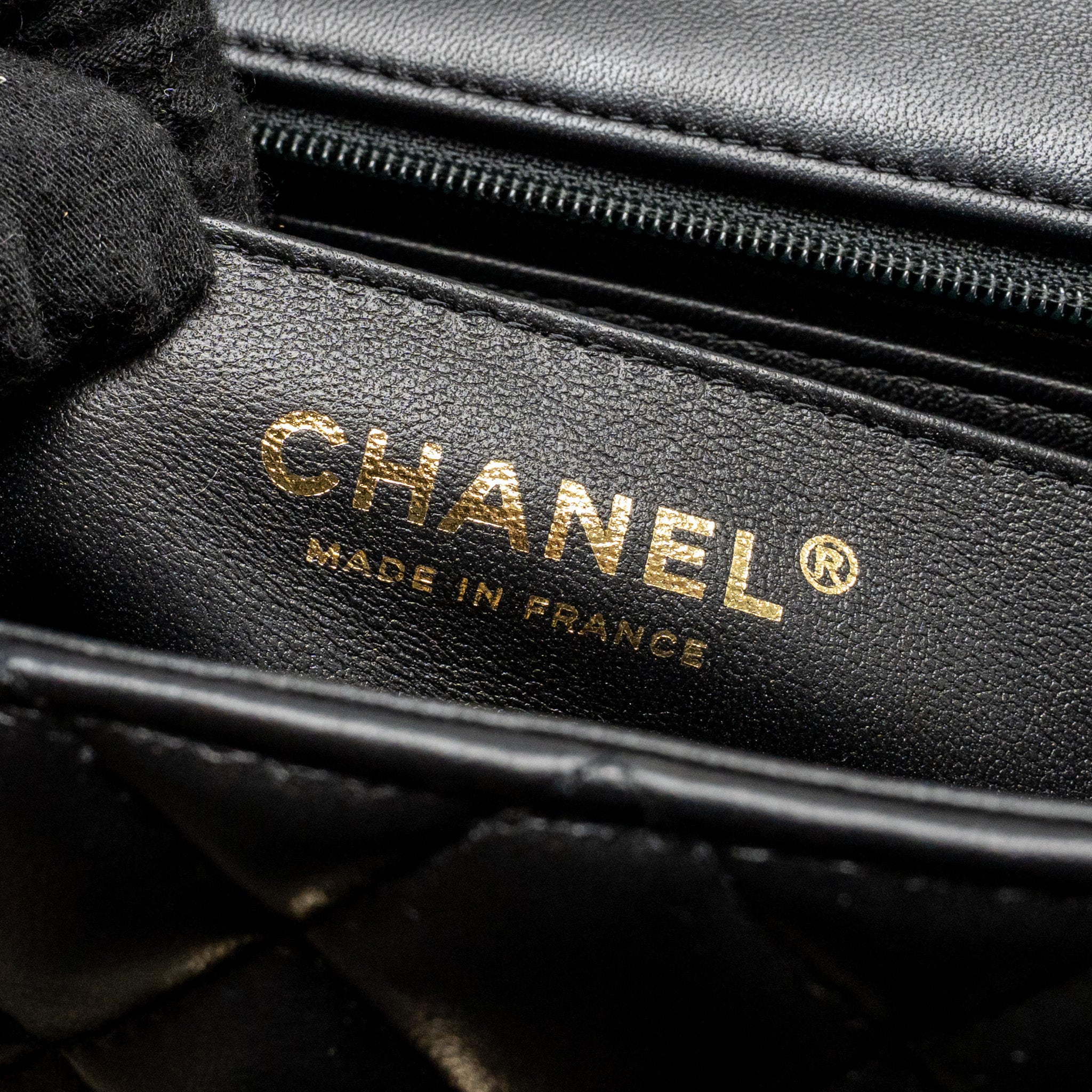 CHANEL TOP HANDLE MINI RECTANGULAR FLAP BAG LAMBSKIN BLACK LGHW (MICROCHIP)