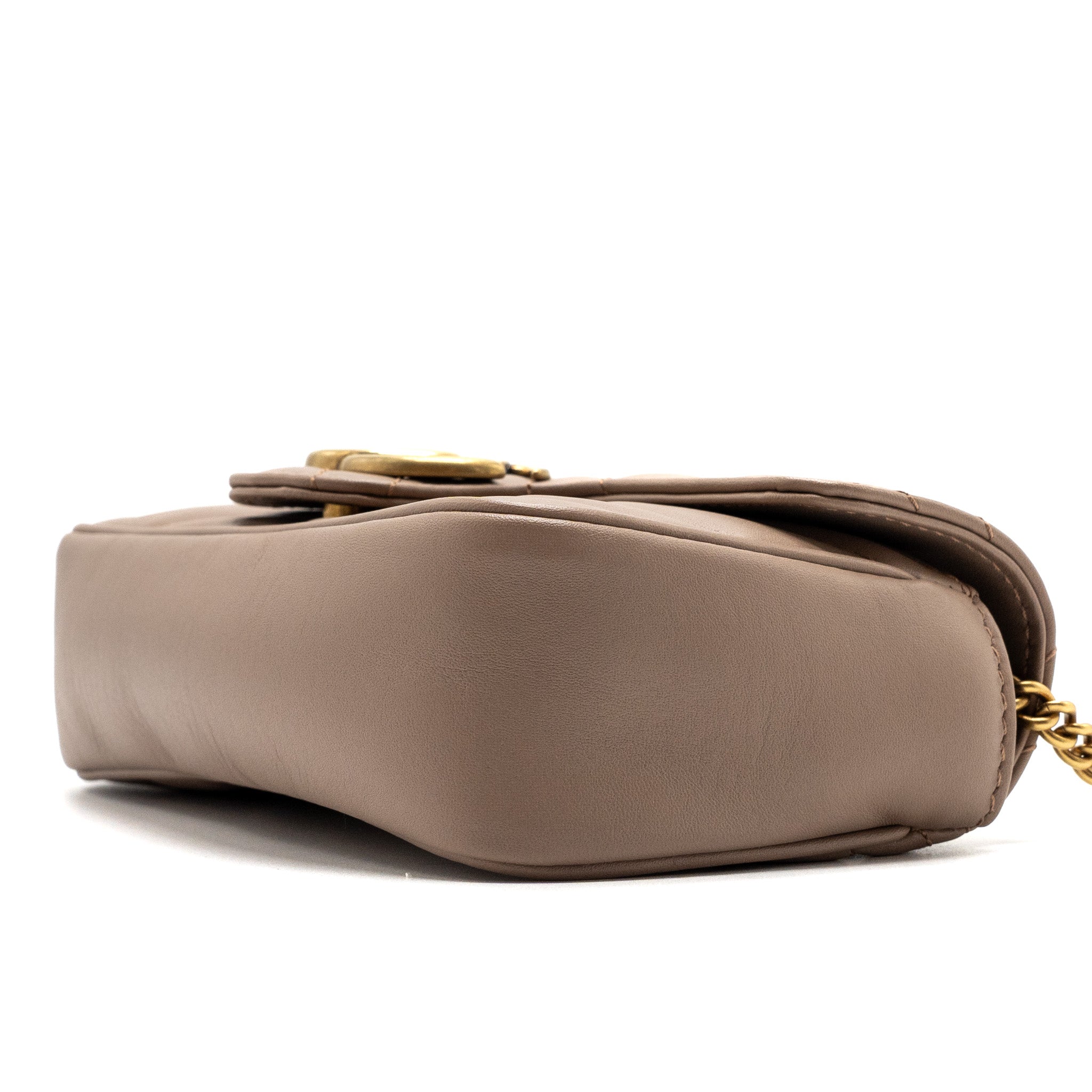 GUCCI SUPER MINI GG MARMONT BAG CALFSKIN BEIGE GHW