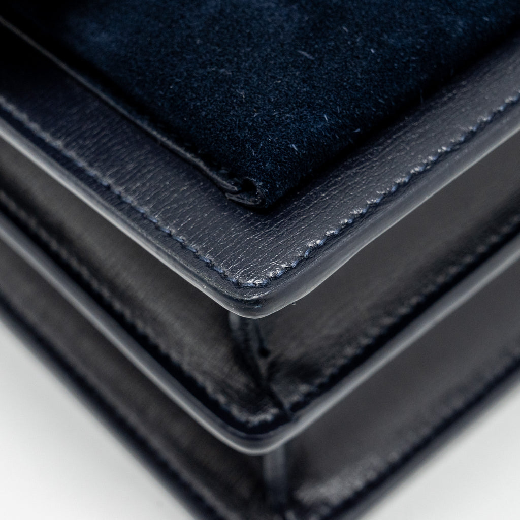 SAINT LAURENT /YSL SUNSET BAG PYTHON/SUEDE NAVY GHW