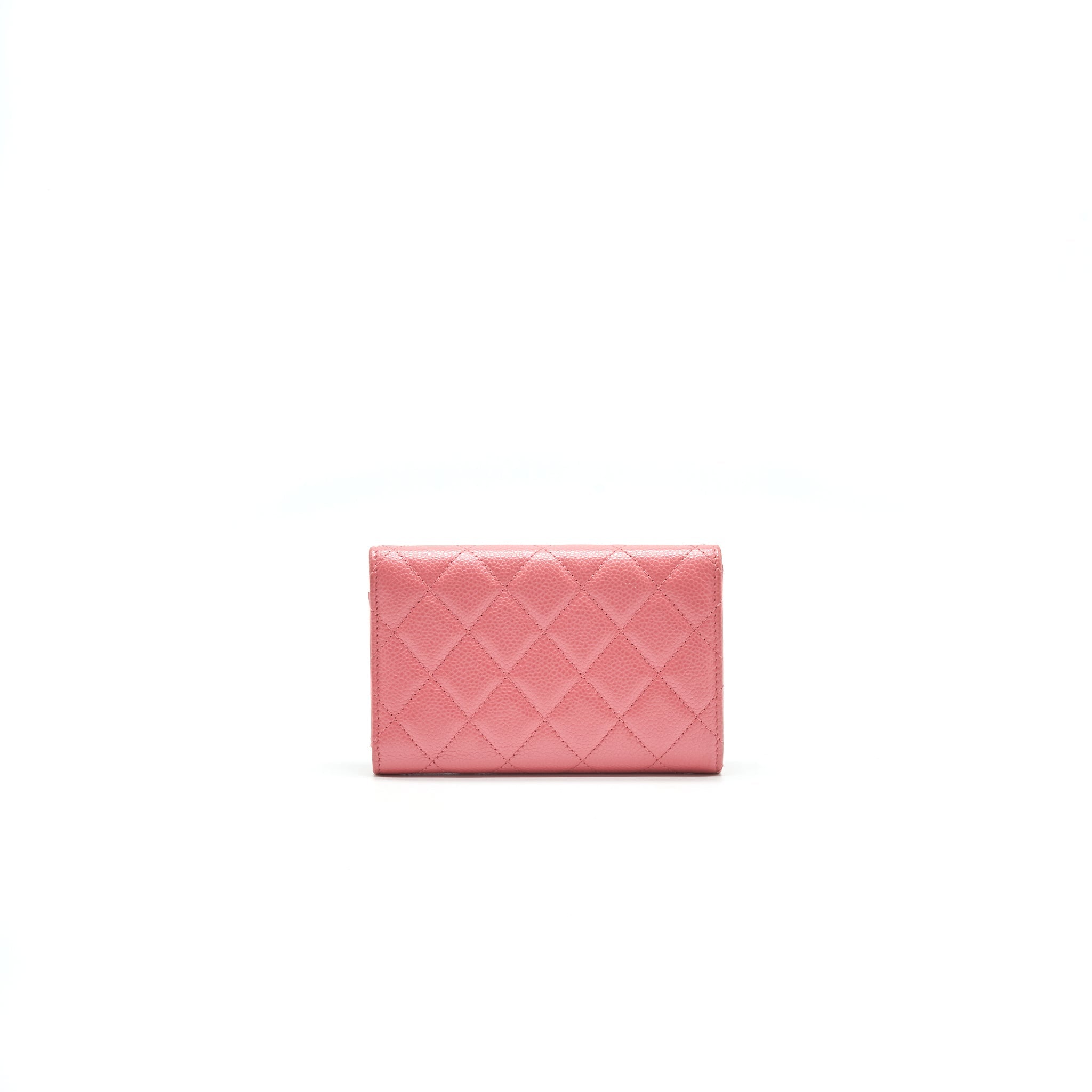 CHANEL CAVIAR MEDIUM FLAP WALLET ROSE PINK WITH GOLD CC LOGO
