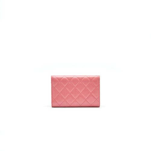 CHANEL CAVIAR MEDIUM FLAP WALLET ROSE PINK WITH GOLD CC LOGO
