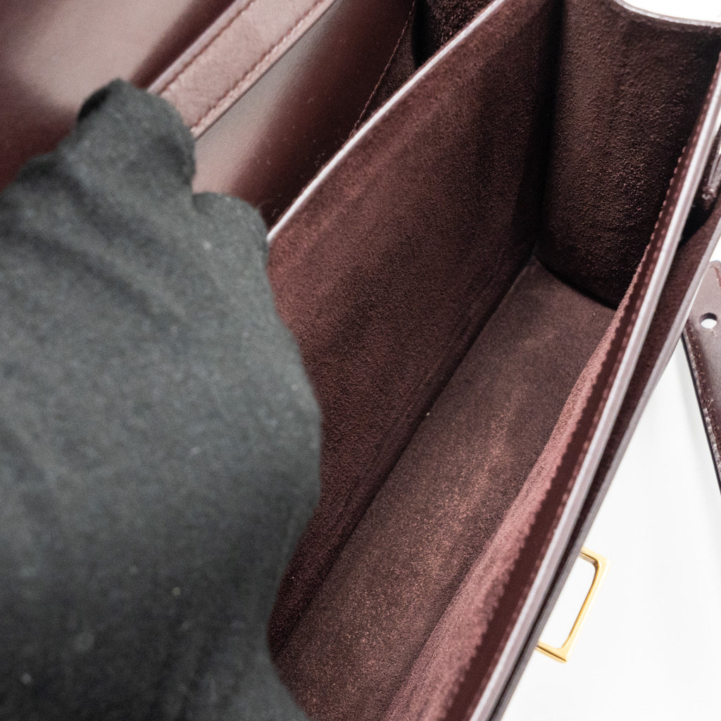 SAINT LAURENT/YSL BELLACHASSE CALFSKIN DARK RED BRUSHED GHW