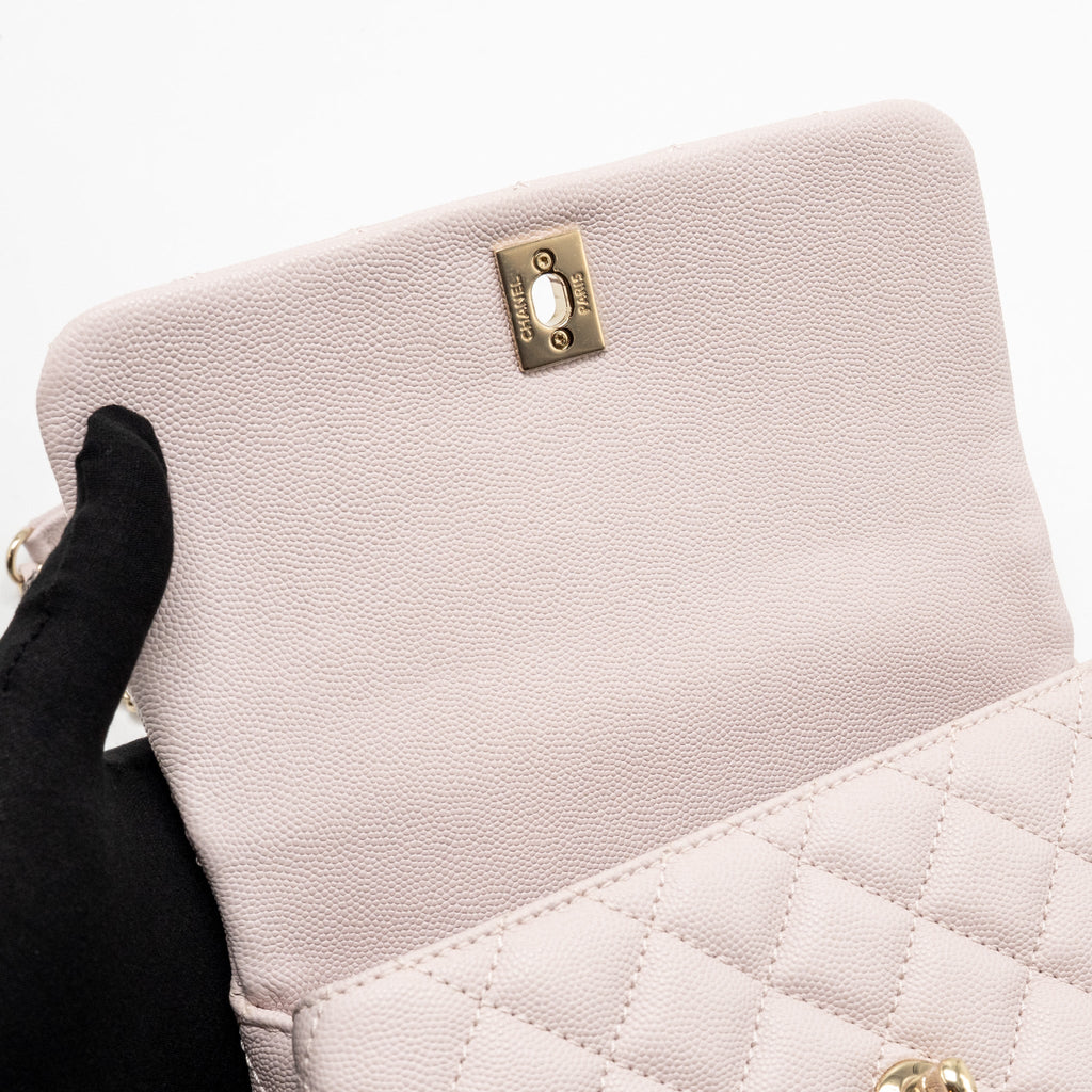 CHANEL SMALL COCO HANDLE CAVIAR LIGHT PINK LGHW