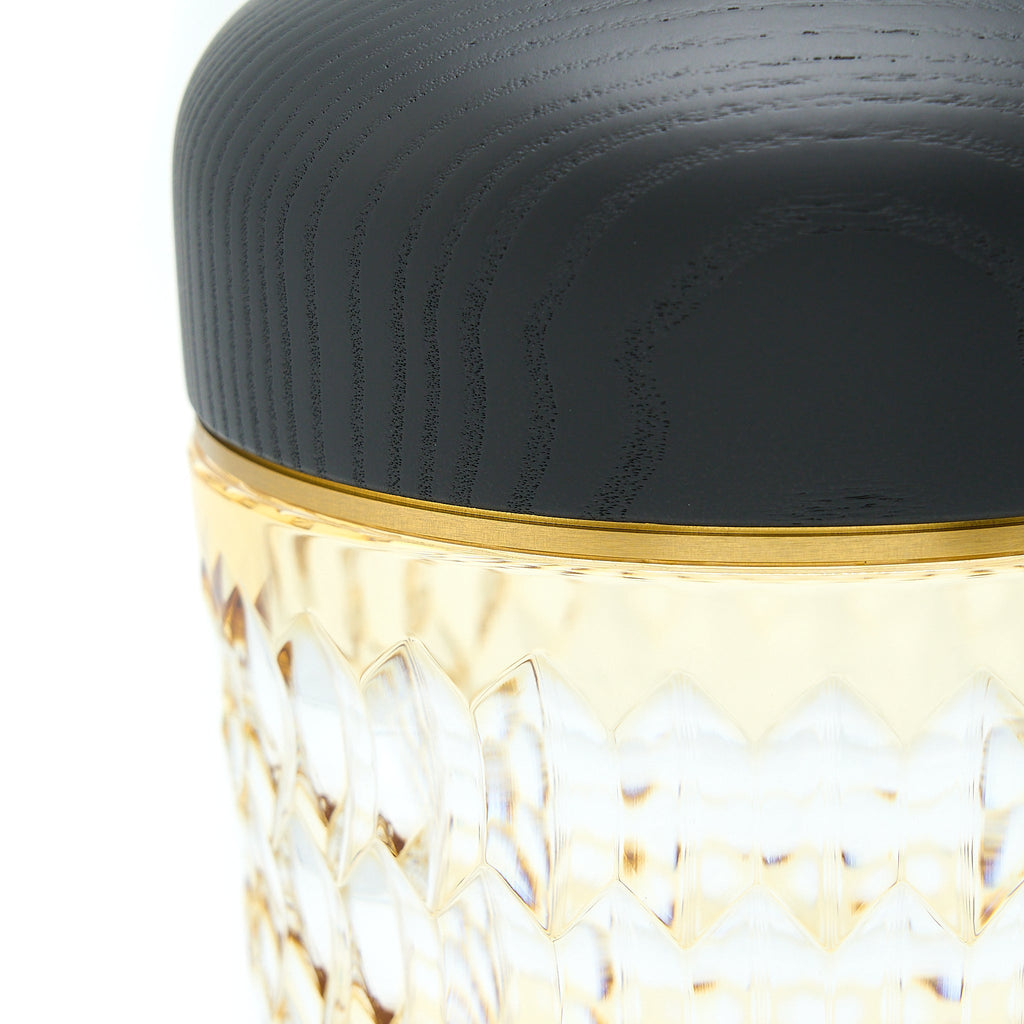 HERMES X SAINT LOUIS FOLIA PORTABLE LAMP BLACK WOOD MMBER CRYSTAL LIMITED EDITION