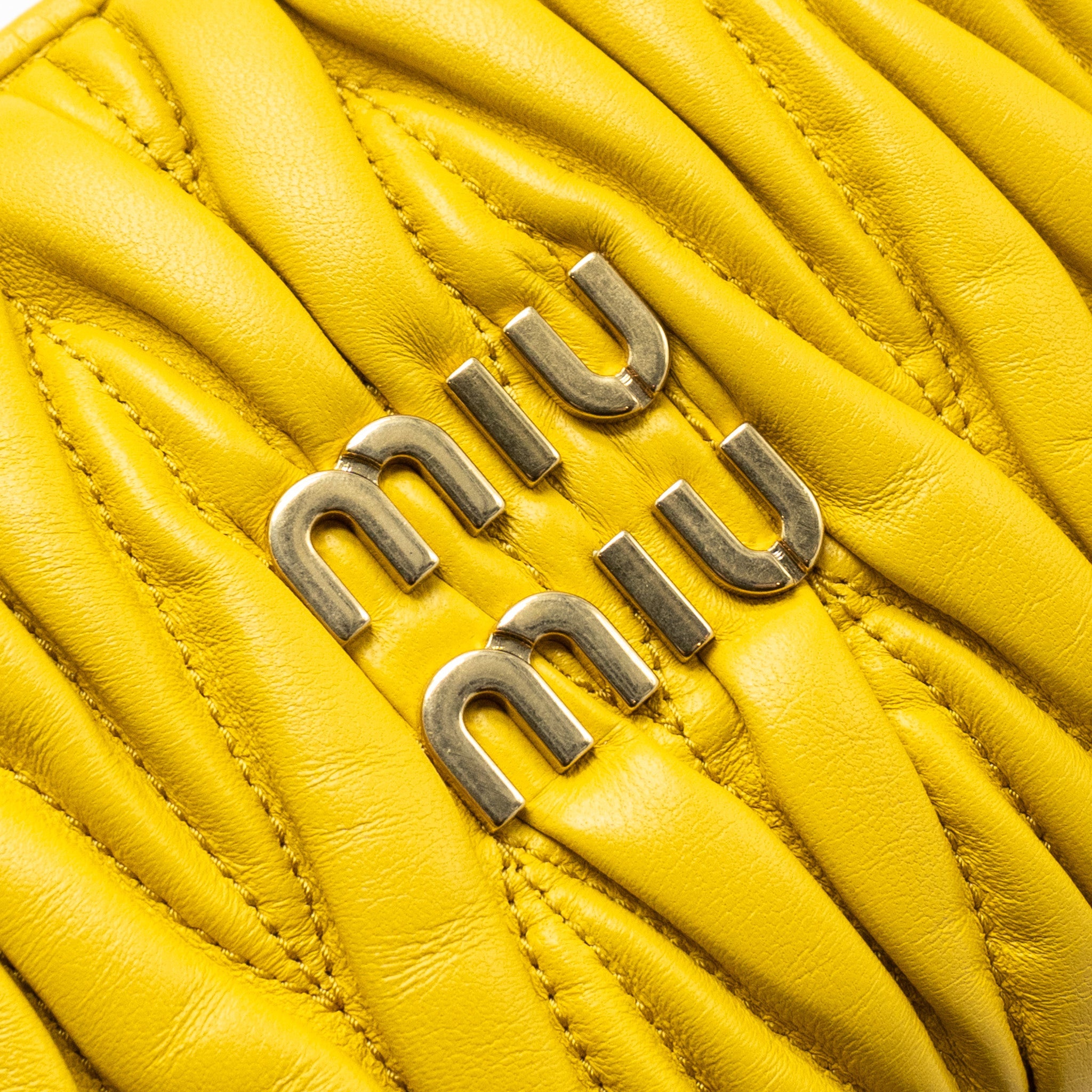 MIUMIU WANDER MATELASSE MINI HOBO BAG NAPPA YELLOW GHW