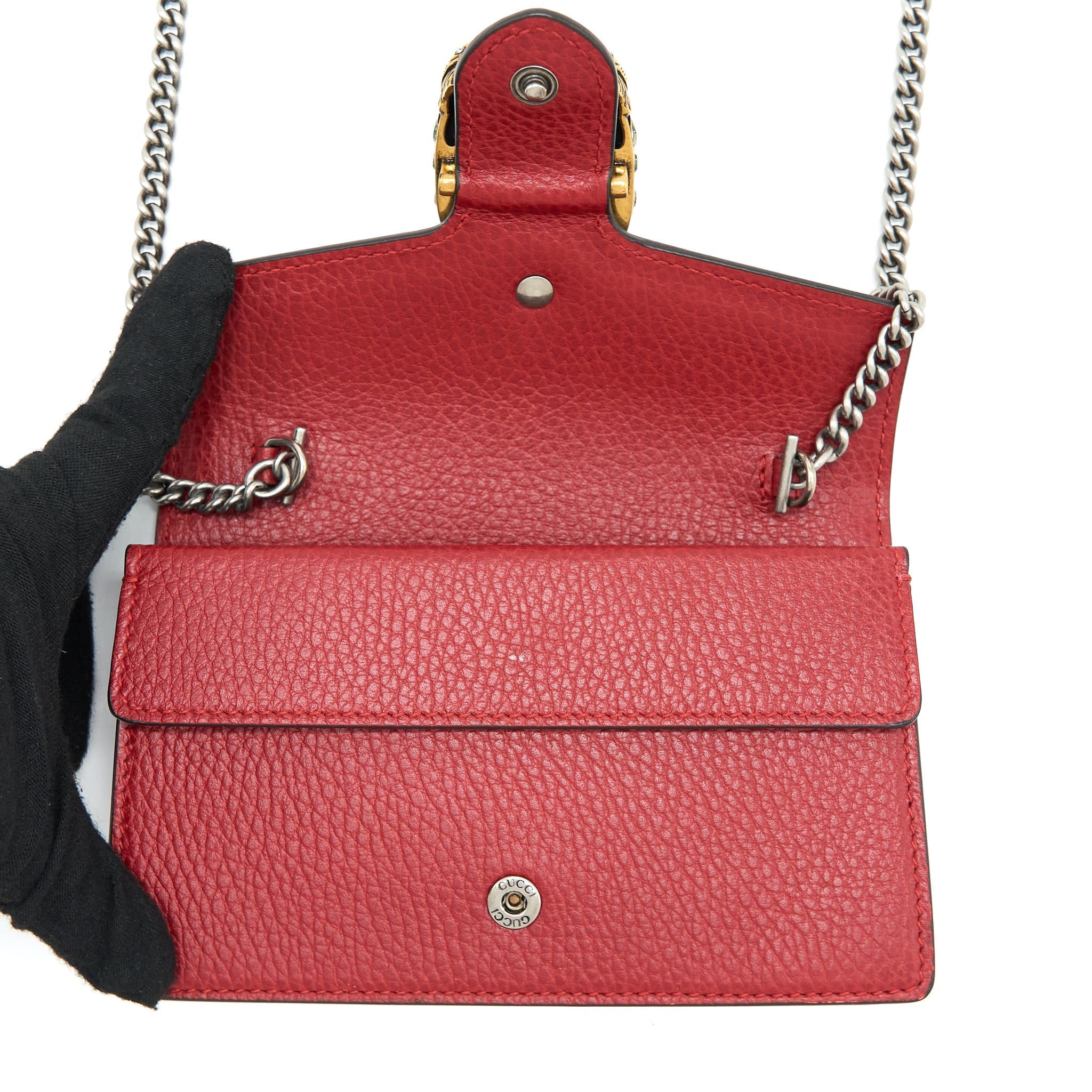 GUCCI SUPER MINI DIONYSUS CALFSKIN RED RUTHENIUM SHW