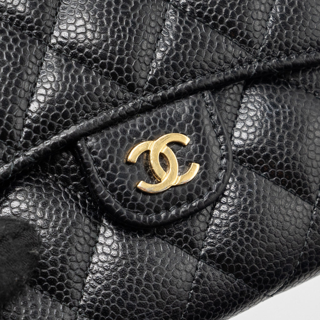 CHANEL CLASSIC COMPACT WALLET CAVIAR BLACK GHW