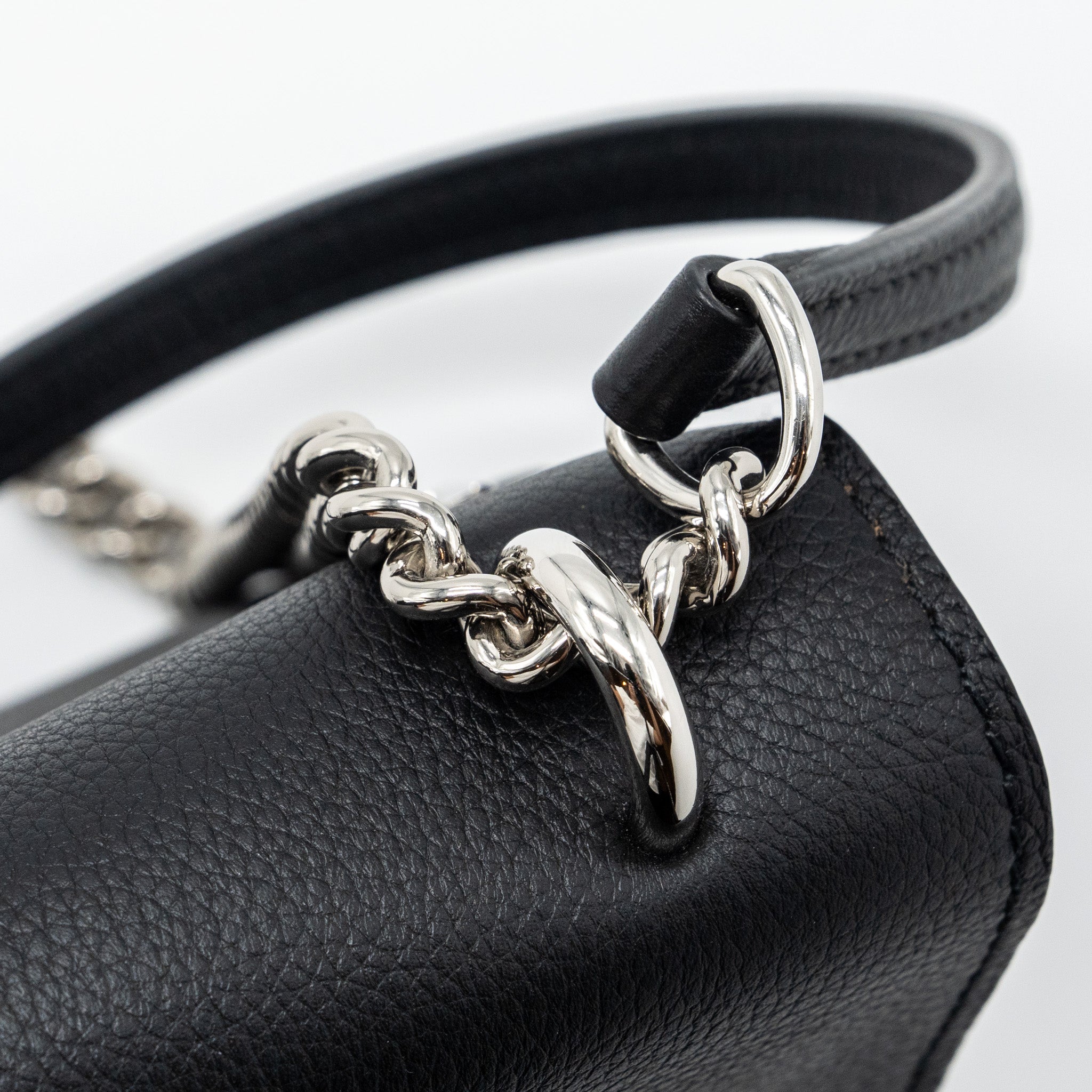 LOUIS VUITTON MYLOCKME SATCHEL CHAIN BAG CALFSKIN BLACK SHW