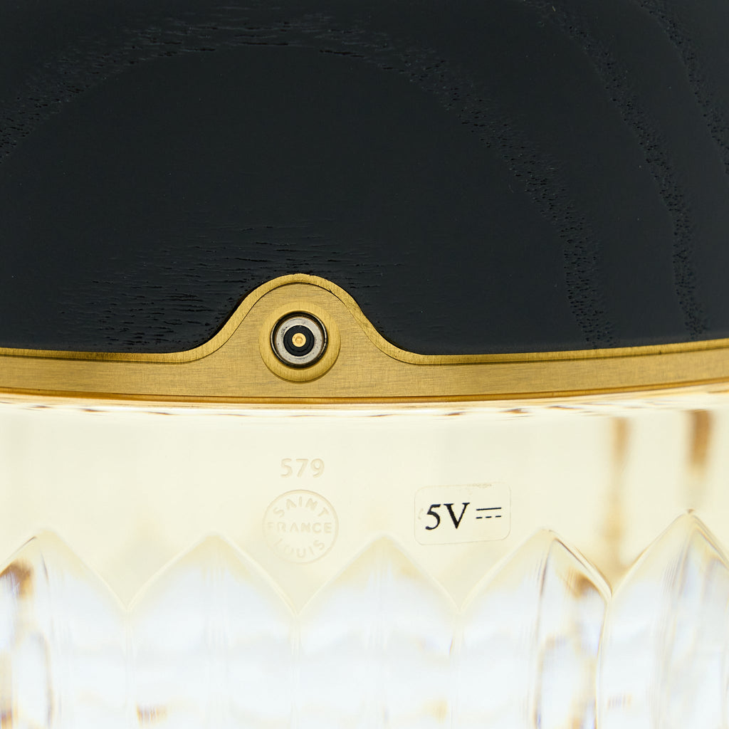 HERMES X SAINT LOUIS FOLIA PORTABLE LAMP BLACK WOOD MMBER CRYSTAL LIMITED EDITION