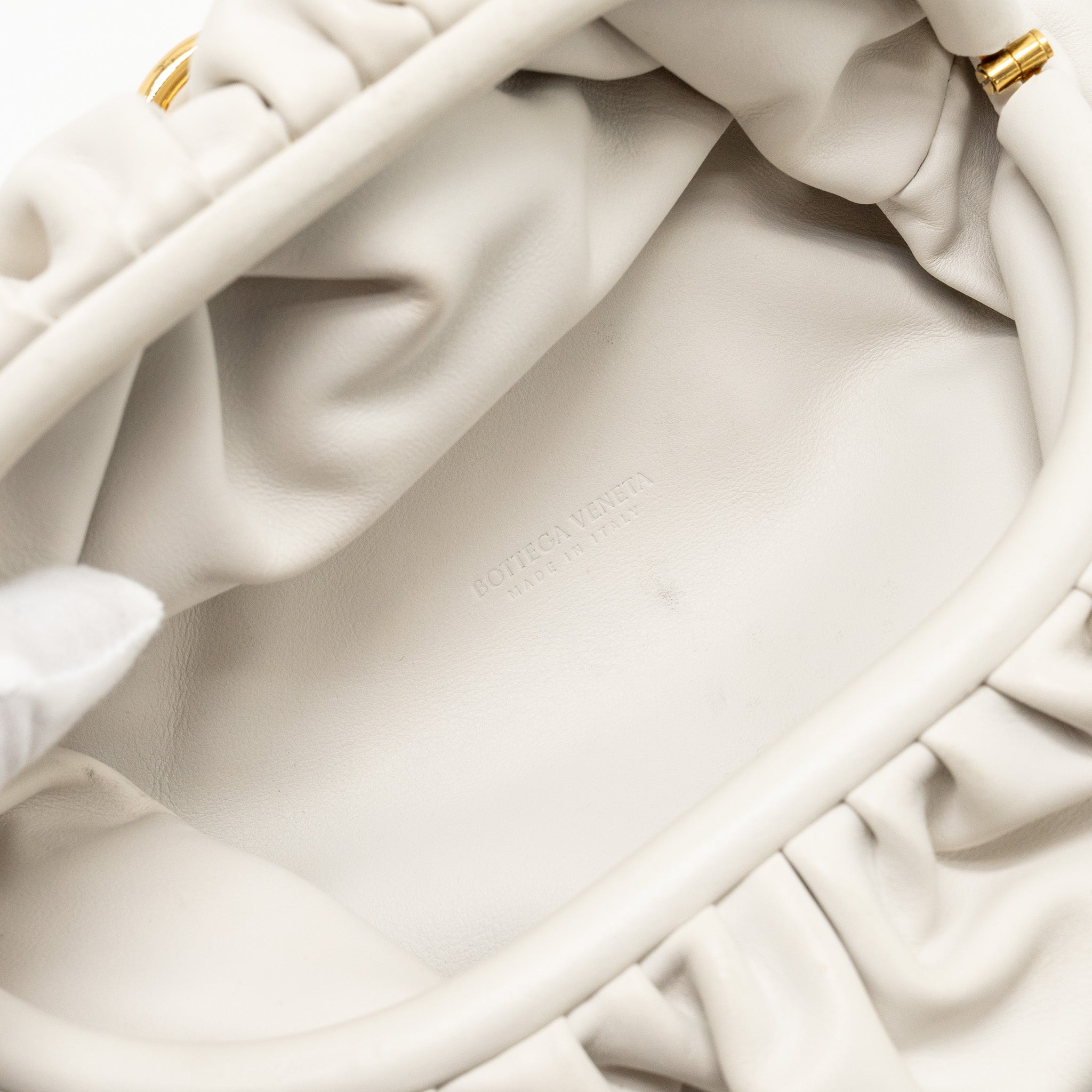 BOTTEGA VENETA THE BELT CHAIN POUCH BAG CALFSKIN WHITE GHW
