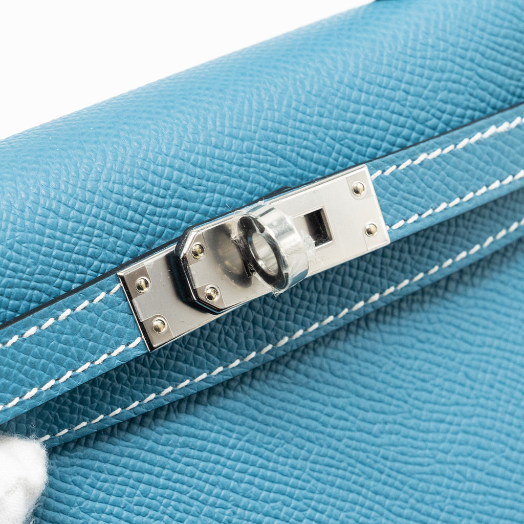 HERMES MINI KELLY II EPSOM NEW BLUE JEAN SHW