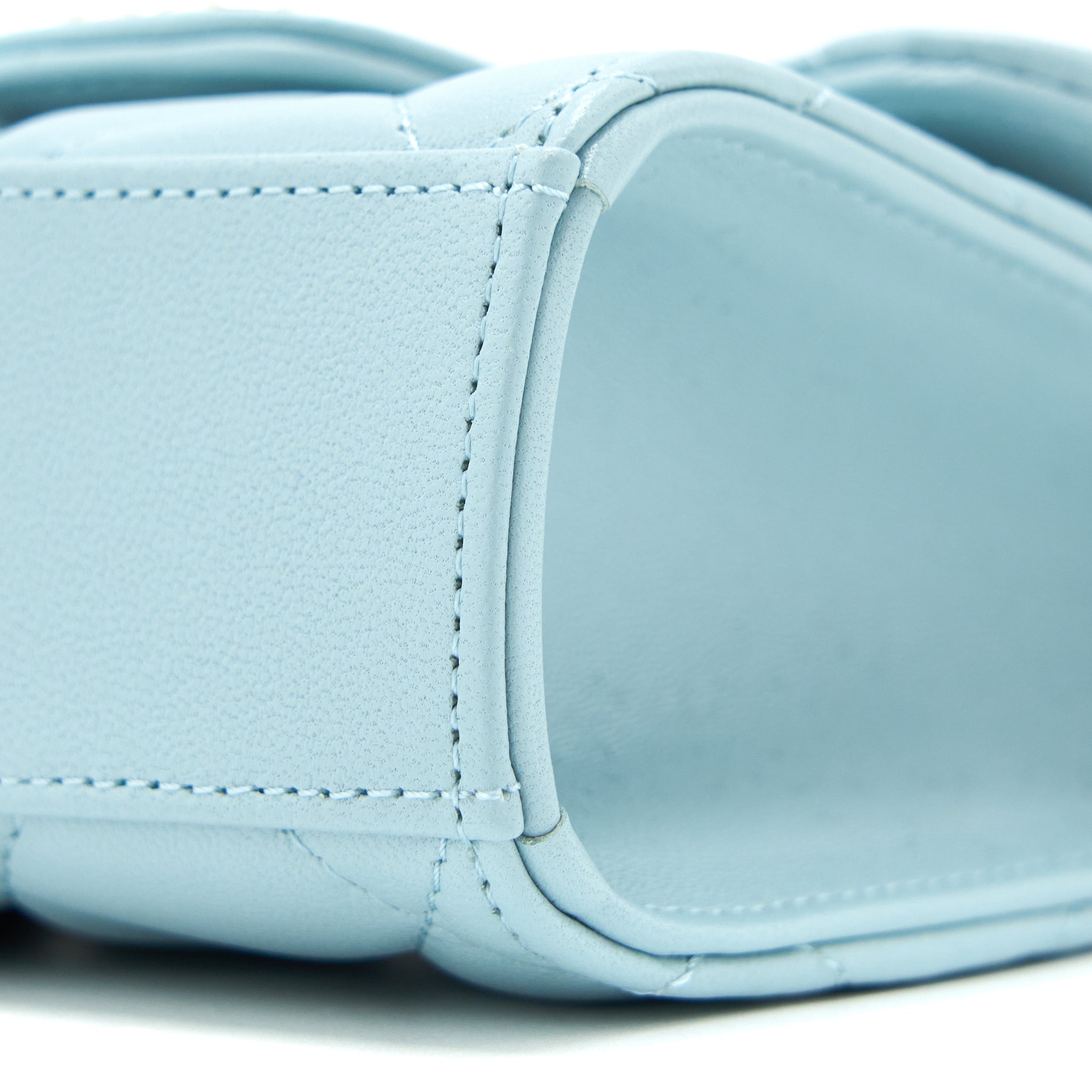 CHANEL TOP HANDLE MINI FLAP BAG LAMBSKIN LIGHT BLUE LGHW