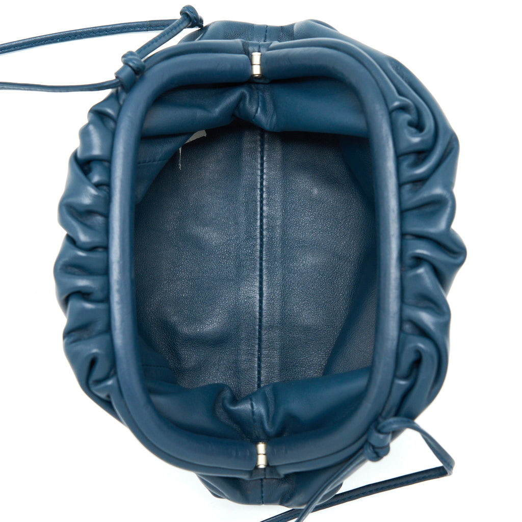 BOTTEGA VENETA MINI POUCH CALFSKIN DARK BLUE SHW