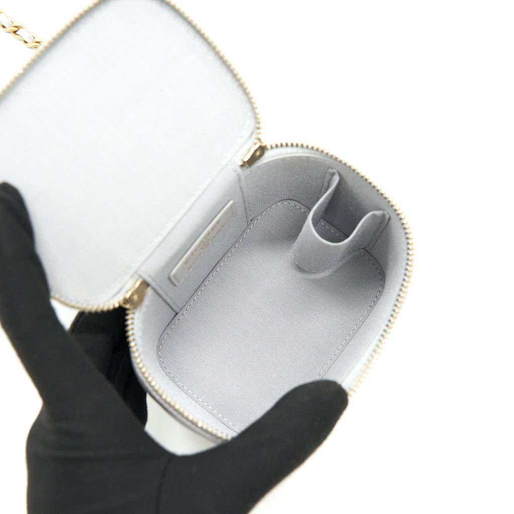 CHANEL 21A SMALL HANDLE VANITY WITH CHAIN GREY WITH GHW