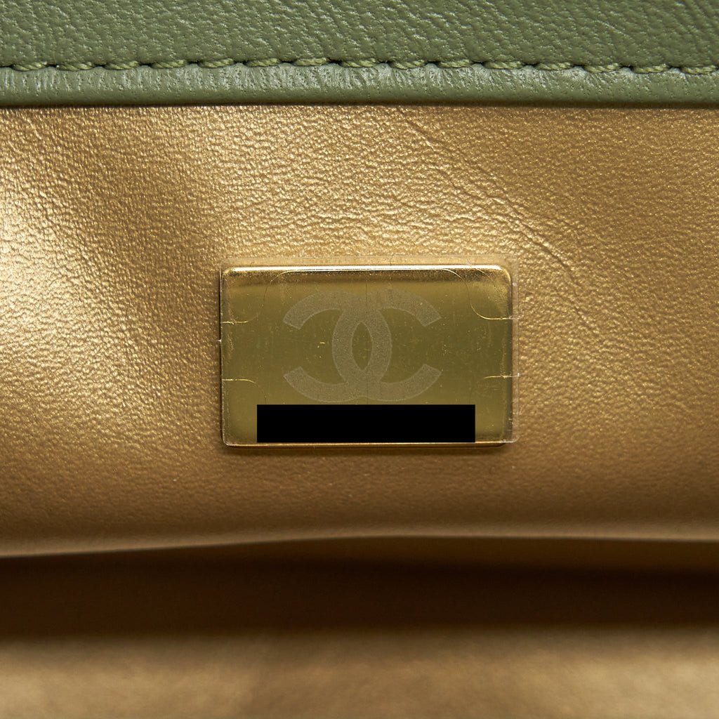 CHANEL PEARL CRUSH MINI RECTANGULAR FLAP BAG 21B LAMBSKIN GREEN GHW