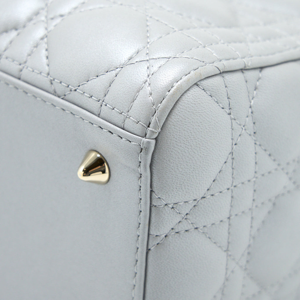 DIOR MEDIUM LADY DIOR LAMBSKIN GREY LGHW