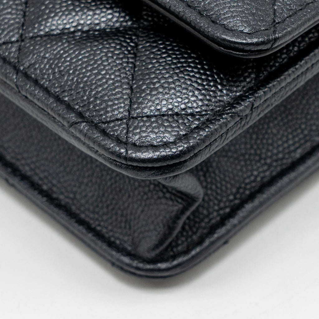 CHANEL 23B WALLET ON CHAIN WITH ADJUSTABLE CHAIN CAVIAR BLACK GHW (MICROCHIP)