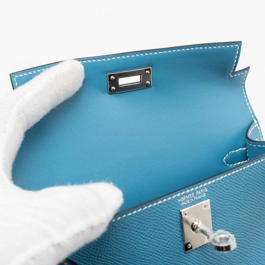 HERMES MINI KELLY II EPSOM NEW BLUE JEAN SHW