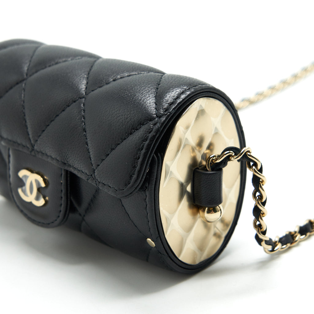 CHANEL 21A LIPSTICK MINI BAG WITH CHAIN BLACK GHW