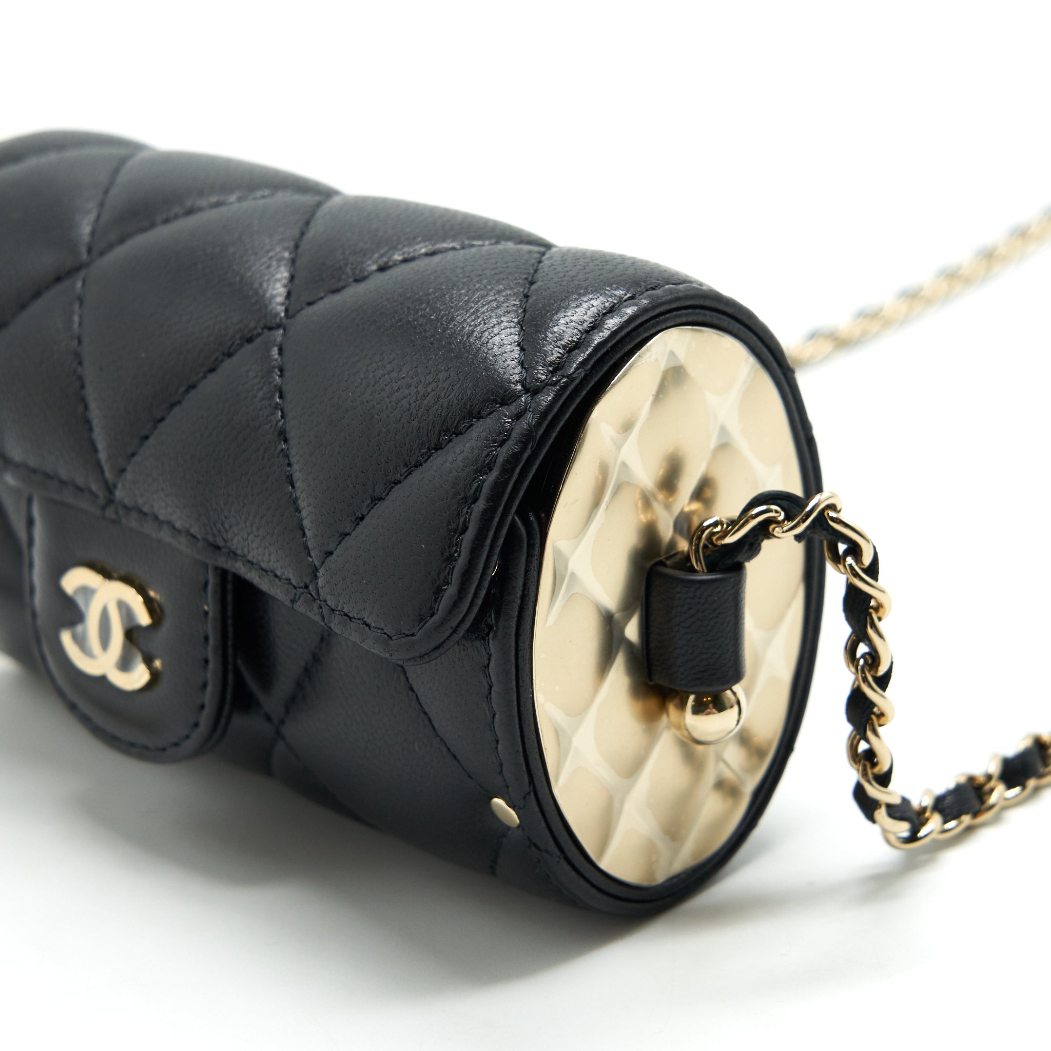 CHANEL 21A LIPSTICK MINI BAG WITH CHAIN BLACK GHW