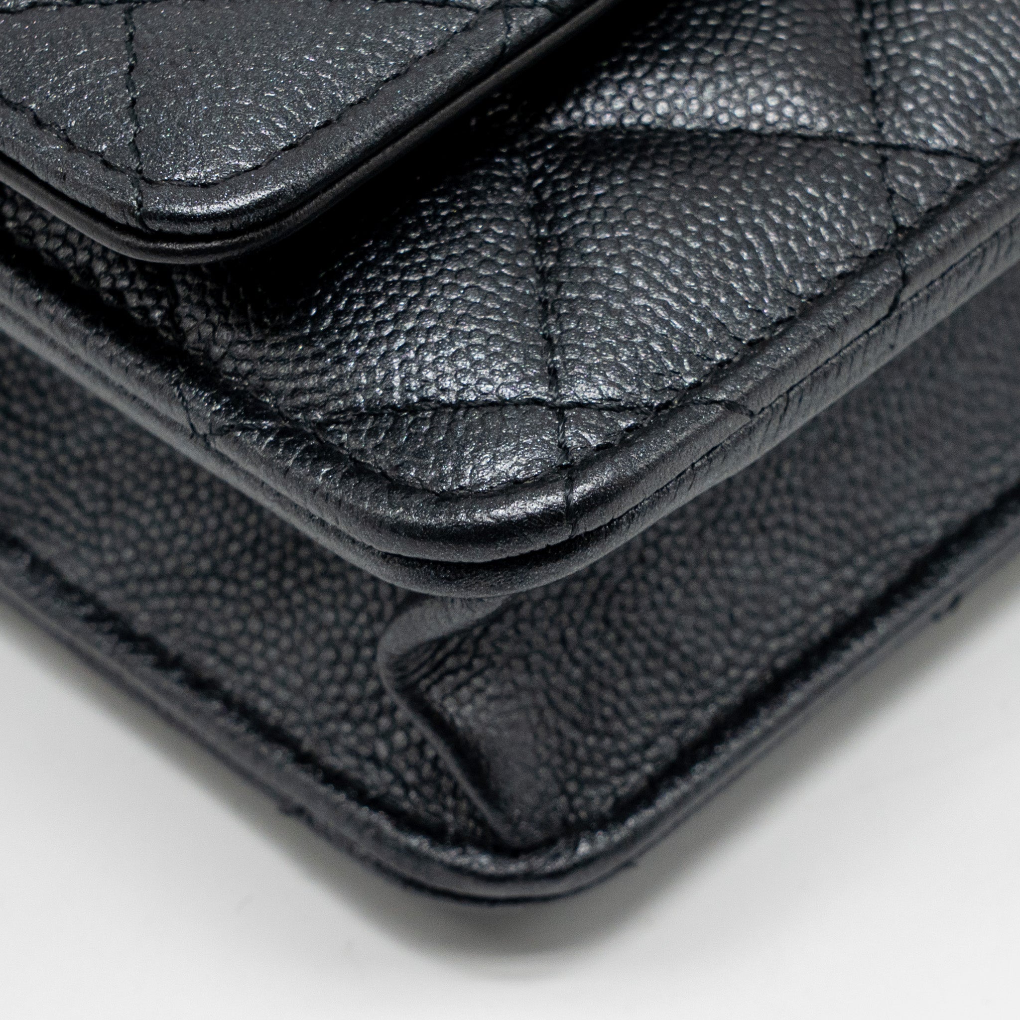 CHANEL 23B WALLET ON CHAIN WITH ADJUSTABLE CHAIN CAVIAR BLACK GHW (MICROCHIP)