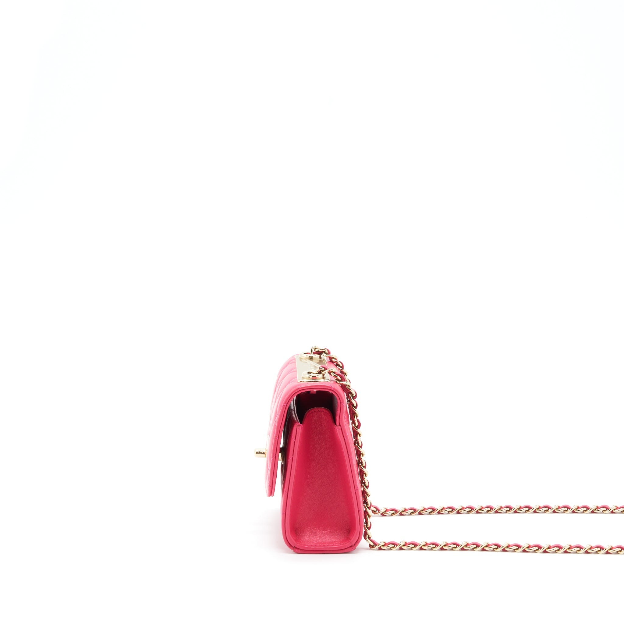 CHANEL MINI TRENDY CC WALLET ON CHAIN LAMBSKIN PINK LGHW