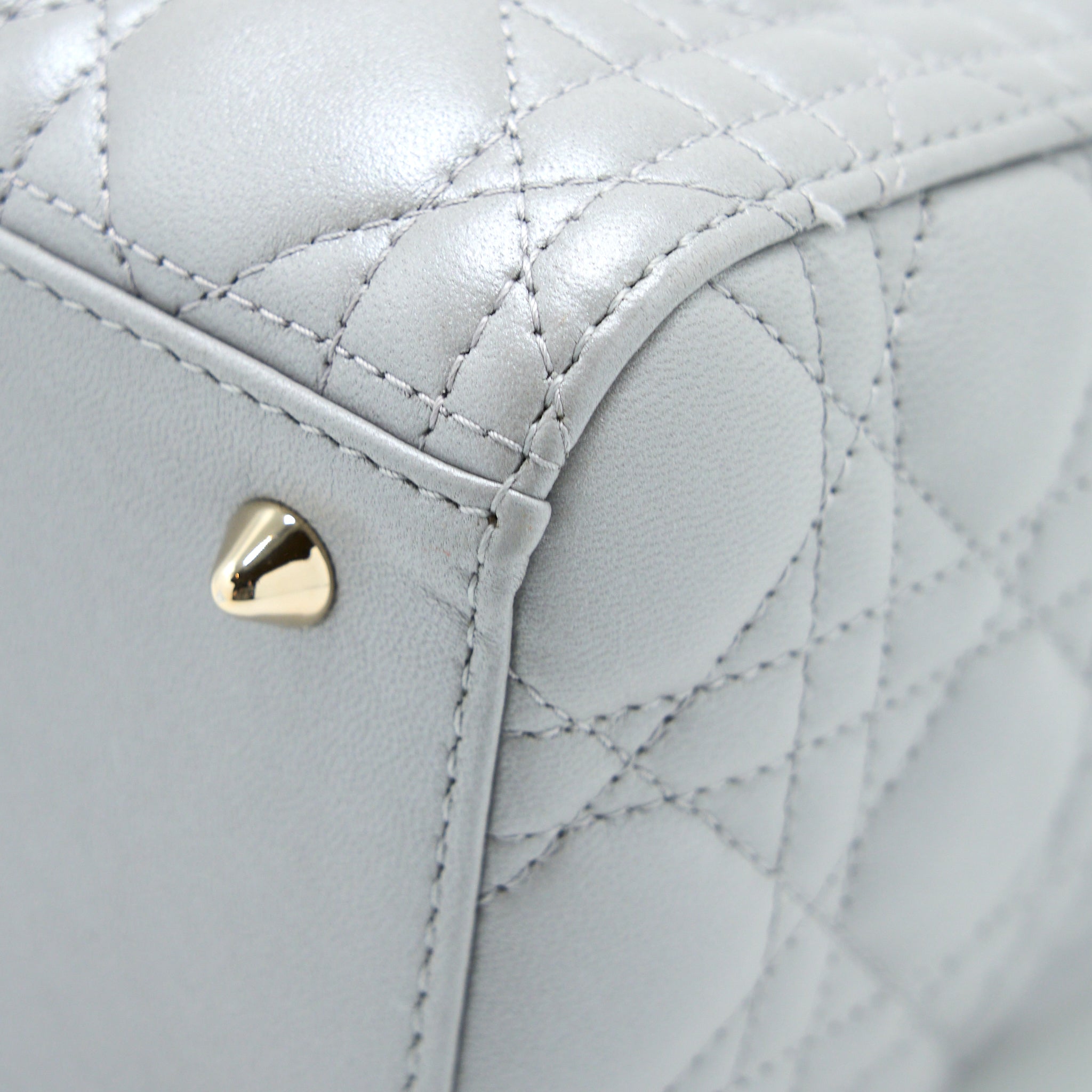 DIOR MEDIUM LADY DIOR LAMBSKIN GREY LGHW