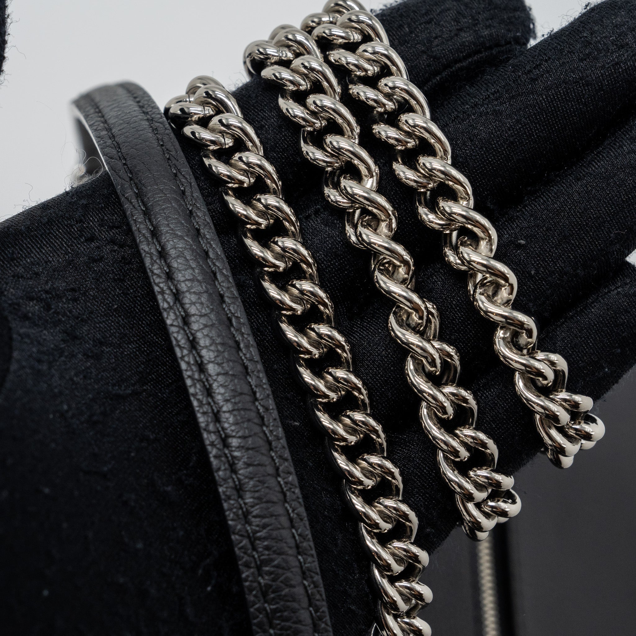 LOUIS VUITTON MYLOCKME SATCHEL CHAIN BAG CALFSKIN BLACK SHW