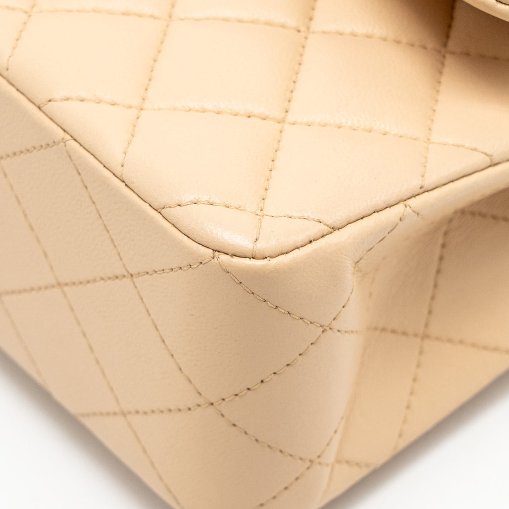 CHANEL SMALL CLASSIC DOUBLE FLAP BAG LAMBSKIN BEIGE GHW