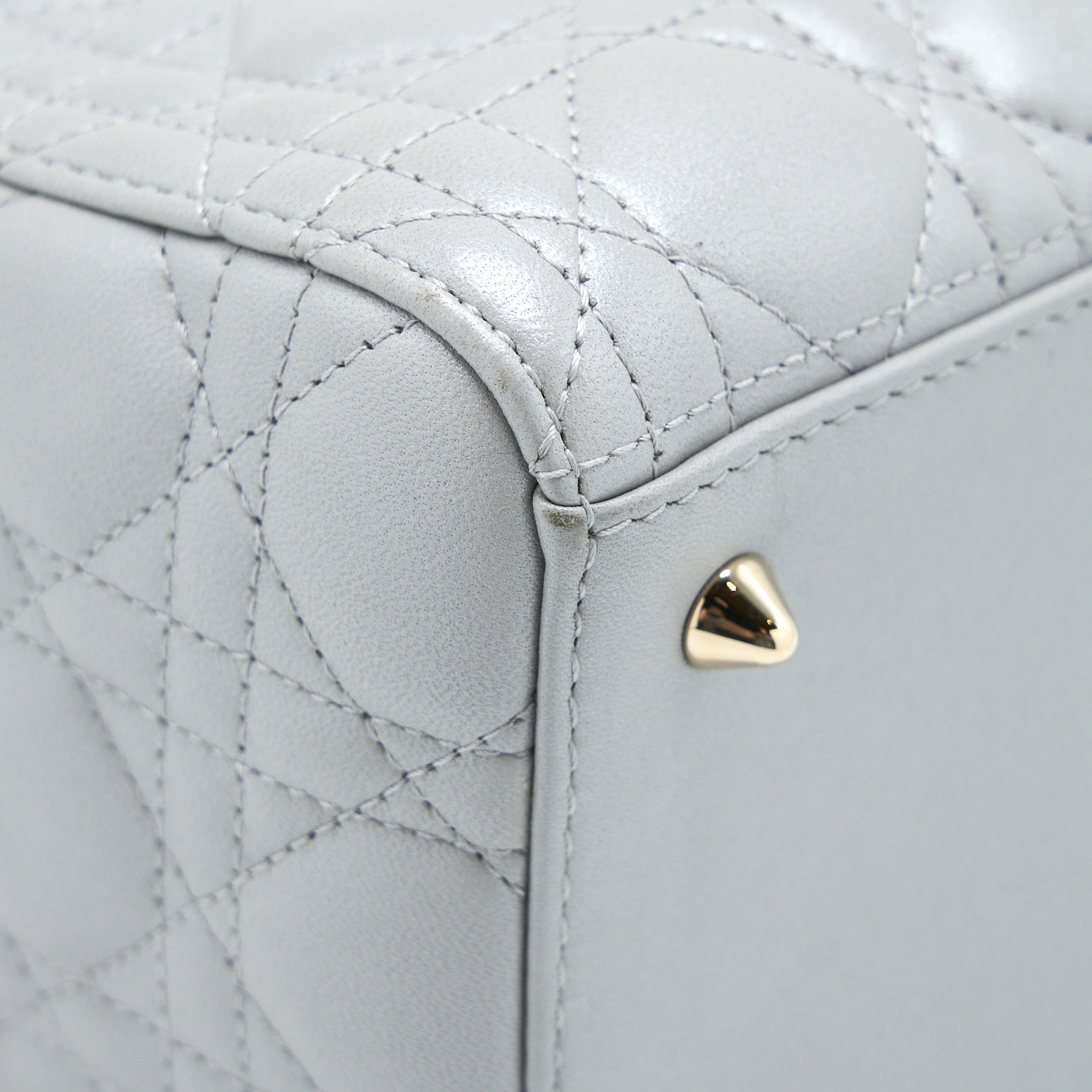 DIOR MEDIUM LADY DIOR LAMBSKIN GREY LGHW