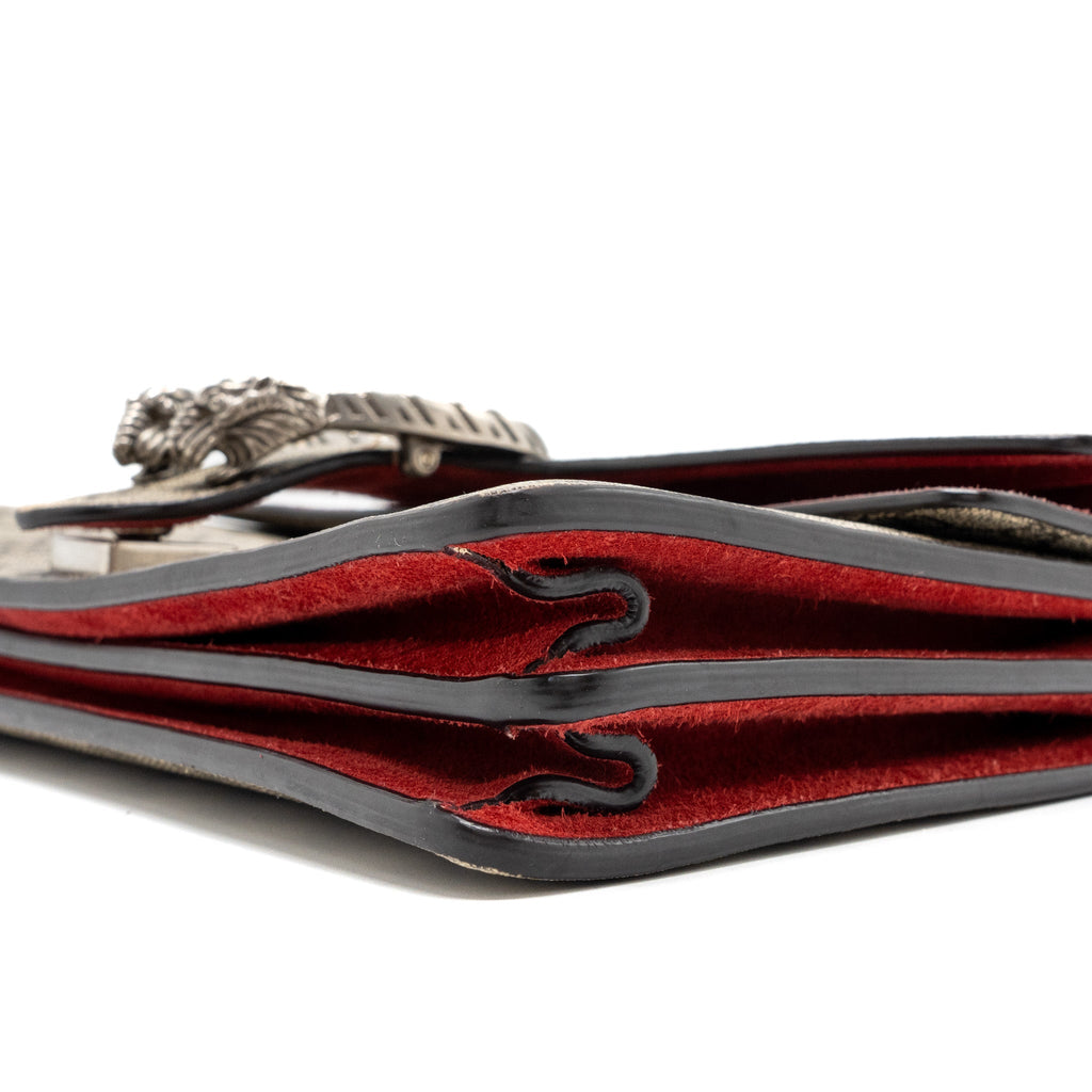 GUCCI SMALL DIONYSUS GG SHOULDER BAG GG SUPREME CANVAS/ RED SHW