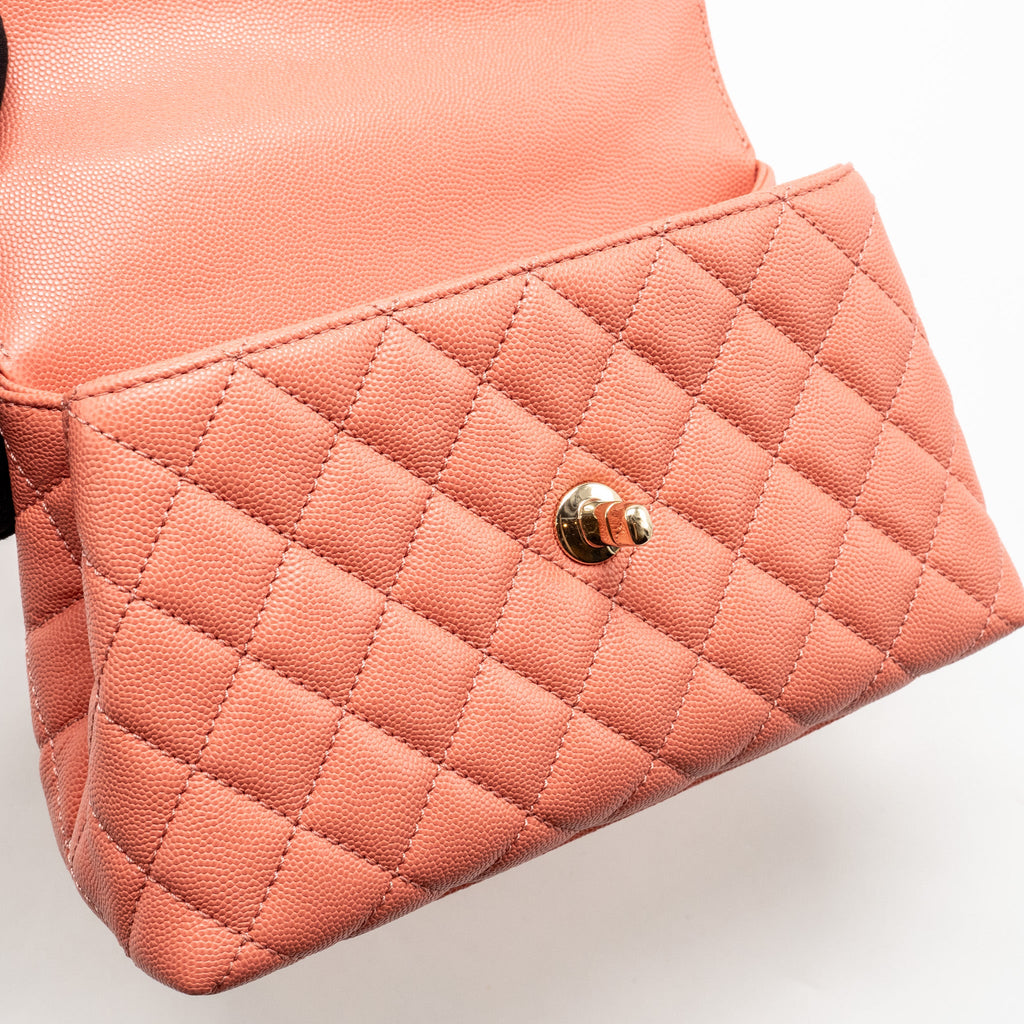 CHANEL SMALL COCO HANDLE CAVIAR PINK LGHW (MICROCHIP)