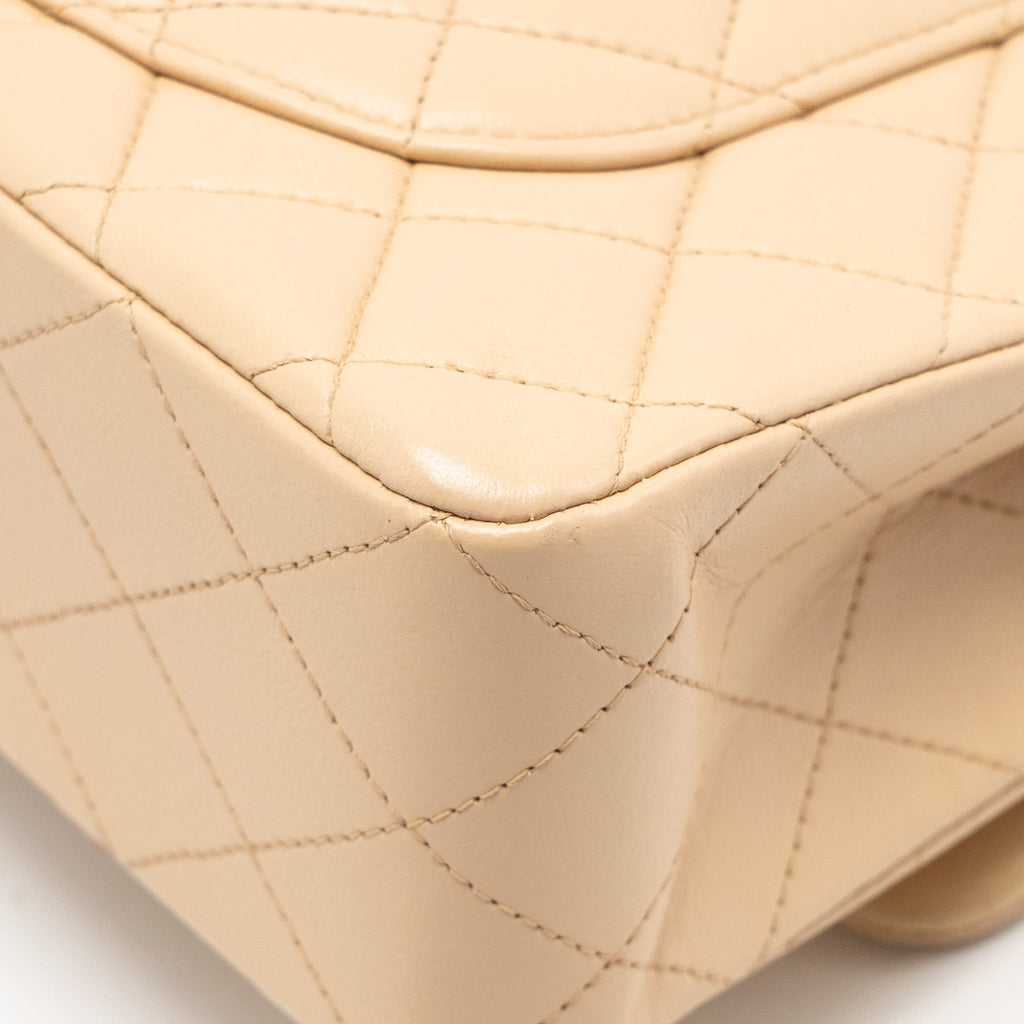 CHANEL SMALL CLASSIC DOUBLE FLAP BAG LAMBSKIN BEIGE GHW