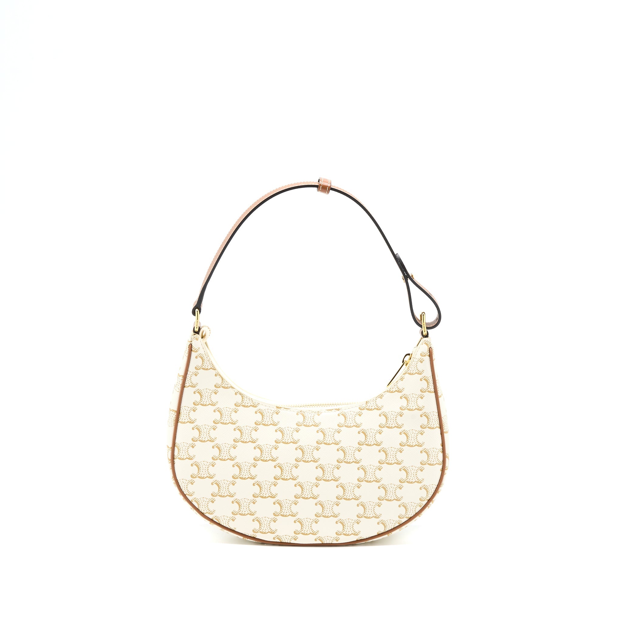 CELINE AVA BAG IN TRIOMPHE CANVAS/CALFSKIN WHITE GHW