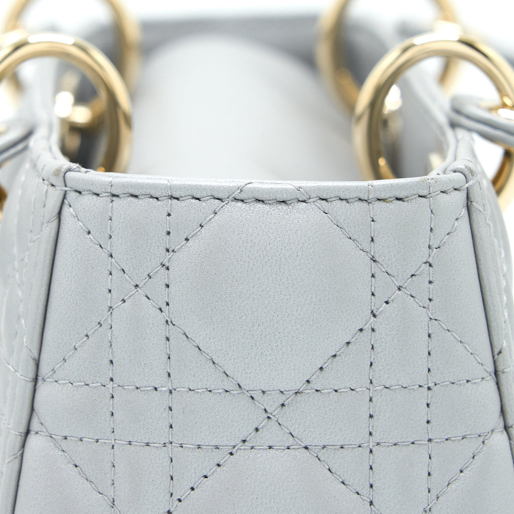 DIOR MEDIUM LADY DIOR LAMBSKIN GREY LGHW