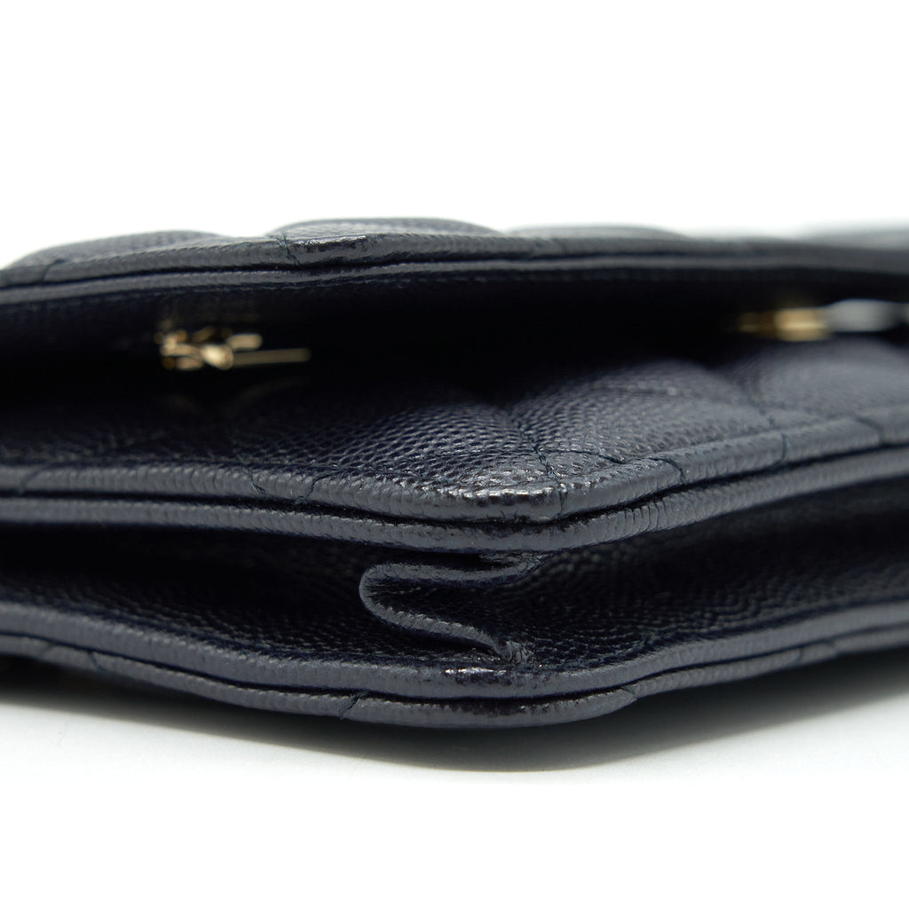 CHANEL CLASSIC WALLET ON CHAIN CAVIAR NAVY BLUE LGHW