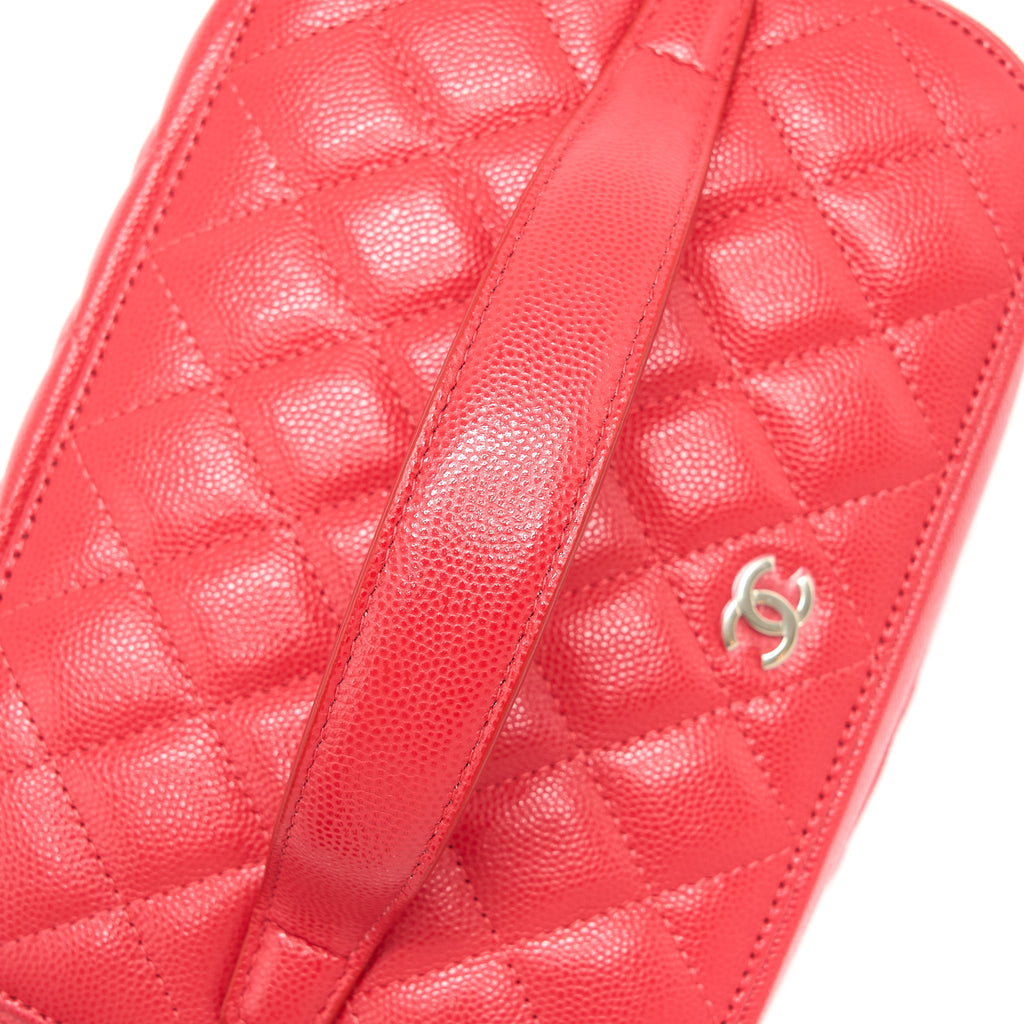 CHANEL TOP HANDLE VANITY CASE CAVIAR RED LGHW