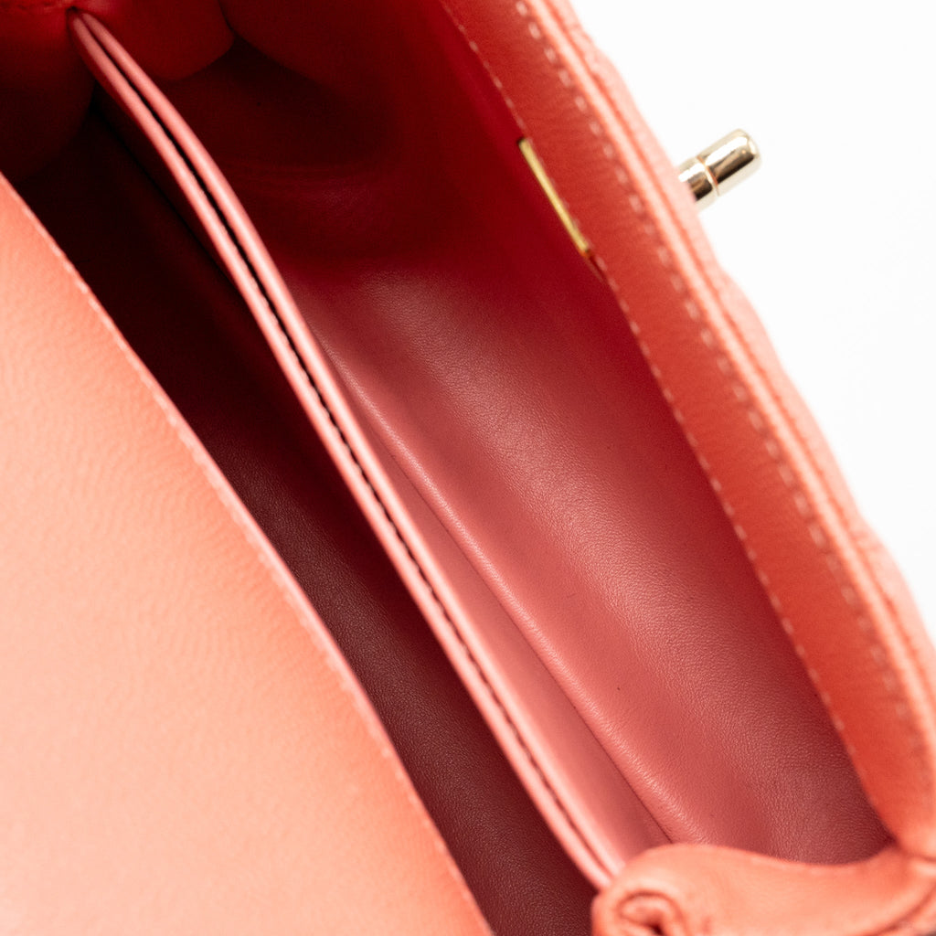 CHANEL SMALL COCO HANDLE CAVIAR PINK LGHW (MICROCHIP)