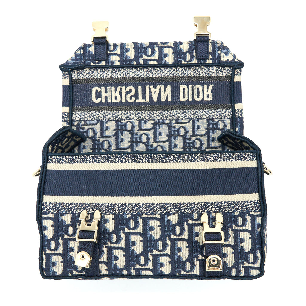 DIOR SMALL DIORCAMP BAG BLUE OBLIQUE EMBROIDERY LGHW