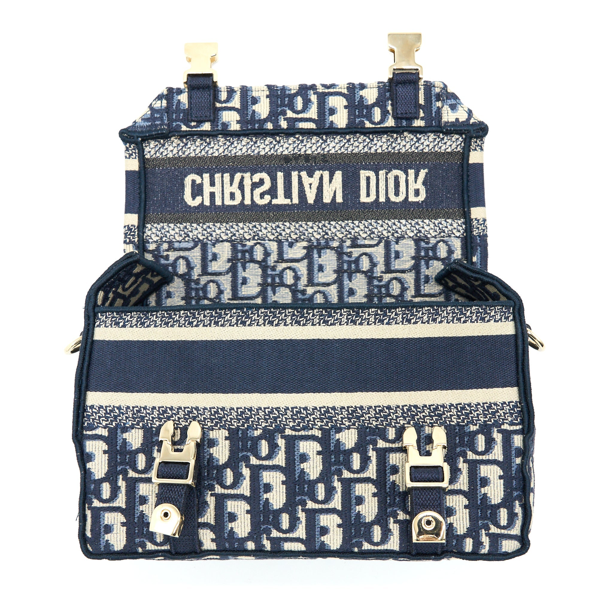 DIOR SMALL DIORCAMP BAG BLUE OBLIQUE EMBROIDERY LGHW