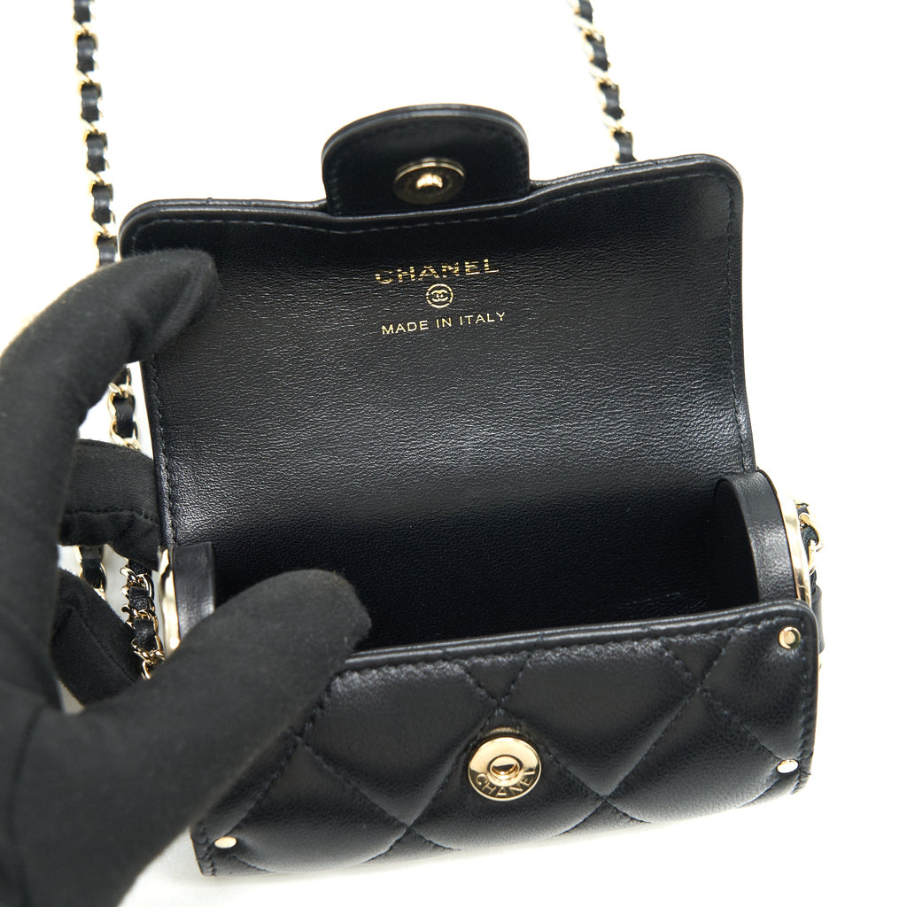 CHANEL 21A LIPSTICK MINI BAG WITH CHAIN BLACK GHW